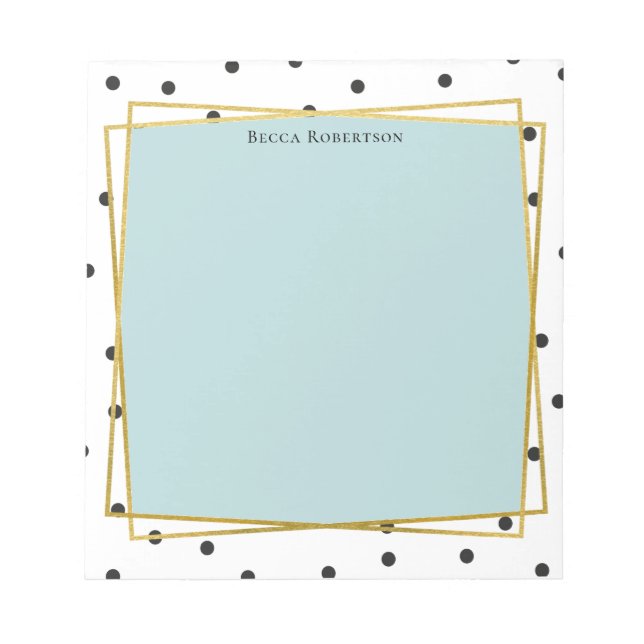 Bloco De Notas Na moda Azul com Pontos de Confetti e Seu Nome (Frente)