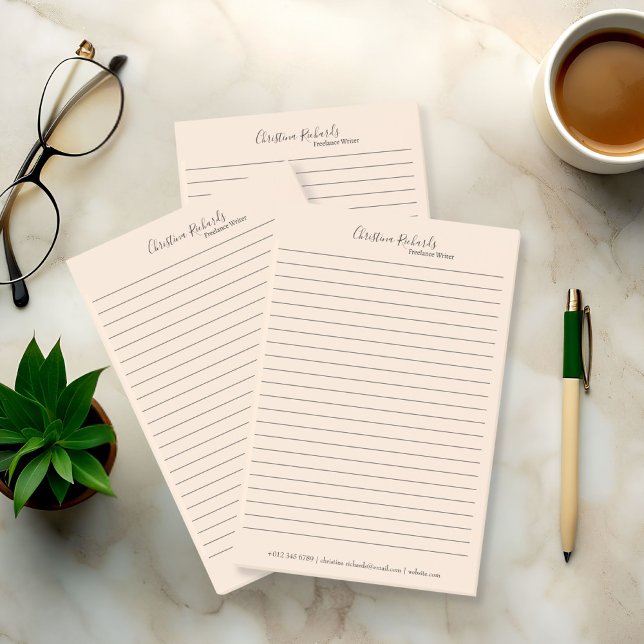 Bloco De Notas Na moda Beige Minimalista (Criador carregado)