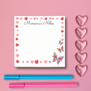 Bloco De Notas na moda cor-de-rosa e borboletas personalizam
