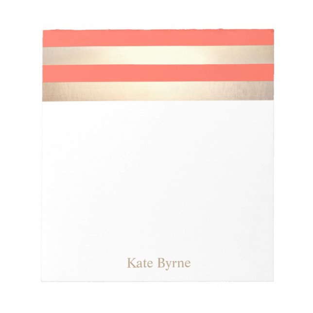 Bloco De Notas Na moda Coral Laranja Espalha Ouro Faux (Frente)