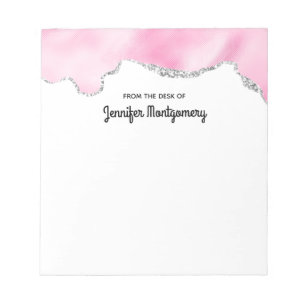 Bloco De Notas Na moda de Borda Glitter Cintilante Rosa e Silver