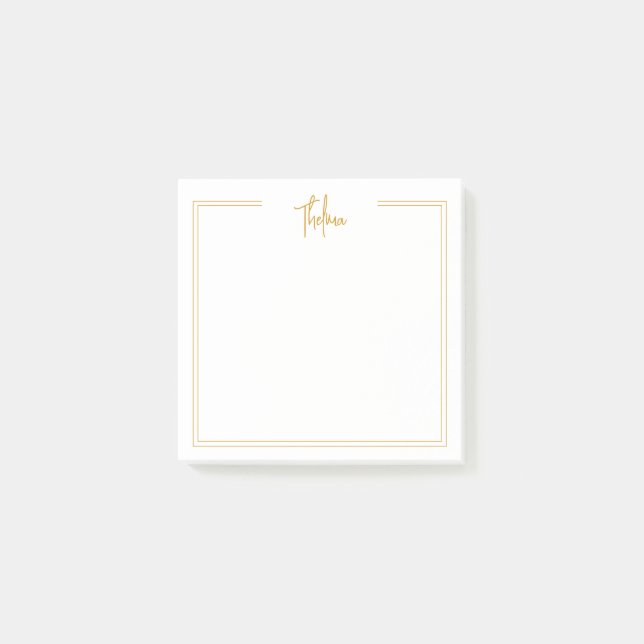 Bloco De Notas Na moda Dourado Duplo Borda com Nome Postar as Not (Frente)