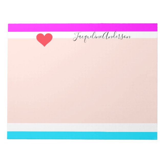 Bloco De Notas Na moda Girly Modern Chic Heart Bright Colorful (Frente)