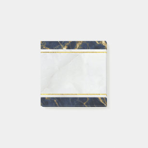 Bloco De Notas Na moda marinho Azul e Dourado Marble Moderno