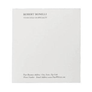 Bloco De Notas Na moda Minimalista de Cinza Platinum Moderno Únic