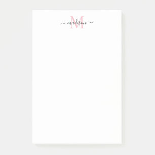 Bloco De Notas Na moda Modern Girassol Monograma Blush Pink