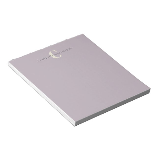 Bloco De Notas Na moda Monograma Chic Dusty Lilac (Inclinado)