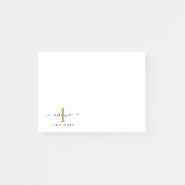Bloco De Notas Na moda Monograma Script Elegante Inicial Pessoal (Frente)