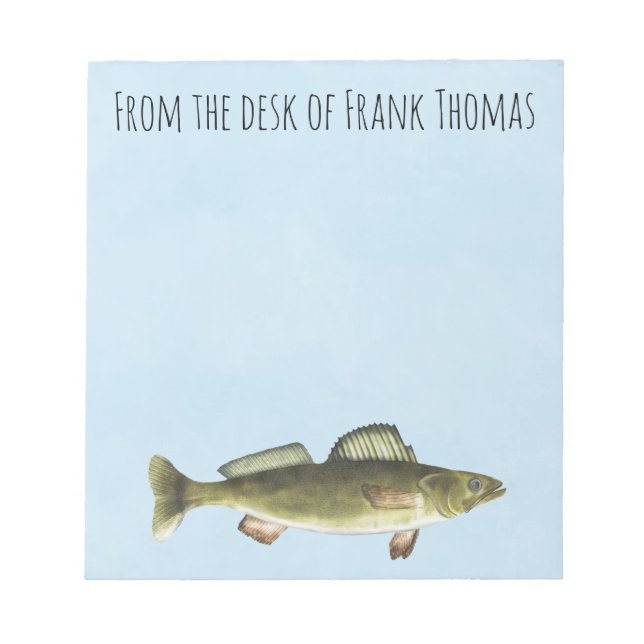 Bloco De Notas Na moda simples Natureza Walleye Peixes Anglas (Frente)