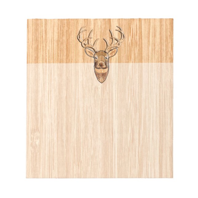 Bloco De Notas Na moda White Tail Buck Antlers de Madeira Clara (Frente)