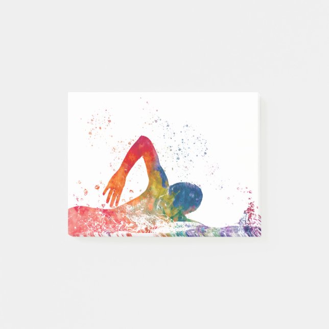 Bloco De Notas nadador em aquarela (Frente)