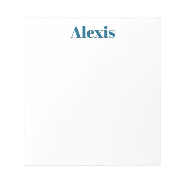 Bloco De Notas Name Calligraphy Script Plain Simple White Blue (Frente)