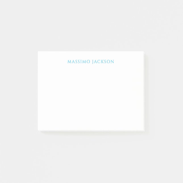 Bloco De Notas Name Calligraphy Script Plain Simple White Blue (Frente)