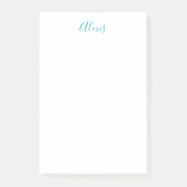 Bloco De Notas Name Calligraphy Script Plain Simple White Blue (Frente)