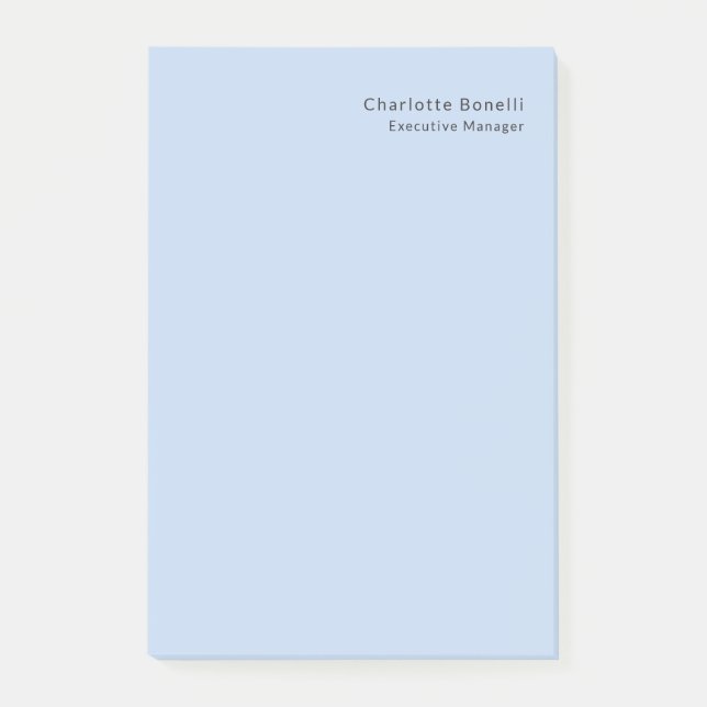 Bloco De Notas Name Professional Modern Minimalist Blue  (Frente)