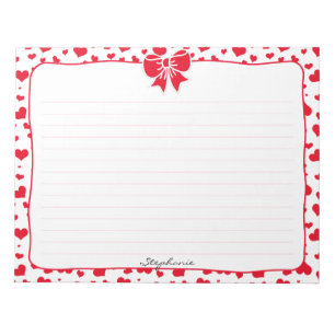 Bloco De Notas Name: Valentine Red Hearts Random Pattern