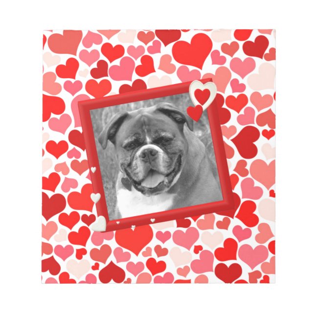 Bloco De Notas Namorados Boxer Dog Hearts (Frente)