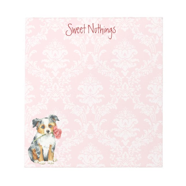 Bloco De Notas Namorados Rosa Mini American Shepherd (Frente)