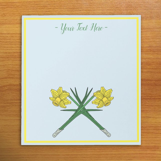 Bloco De Notas Narcisos Cruzados (Daffodils Crossed Notepad on Desk)