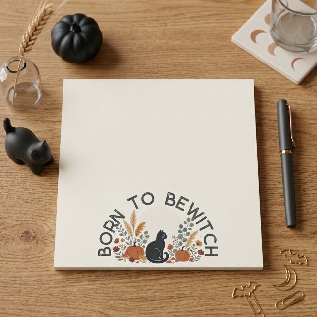 Bloco De Notas Nascido para Enfeitiçar Abóboras de Halloween de G (Born to Bewitch Black Cat Halloween Pumpkins Fall Notepad)