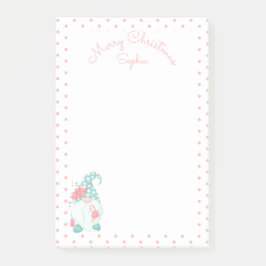 Bloco De Notas Natal Alegre Nome Personalizado Gnome Pastel Fofo