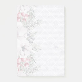 Bloco De Notas Natal branco de Berry Floral de Feriado Elegante