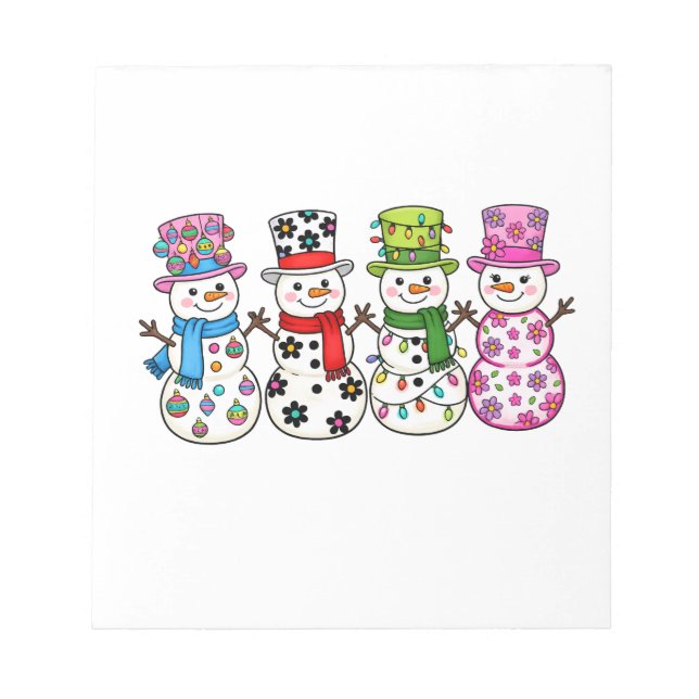Bloco De Notas Natal de Boneco de Neve Elegante (Frente)