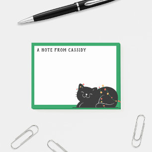 Bloco De Notas Natal de Gato Preto Personalizado