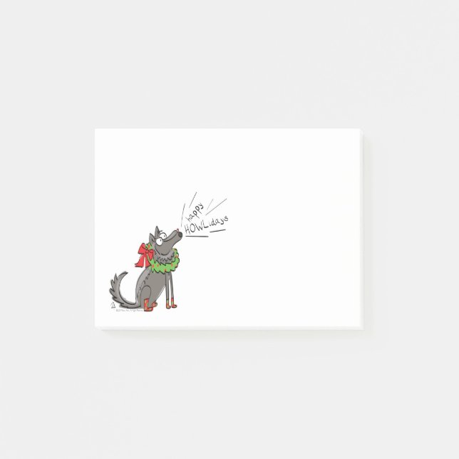 Bloco De Notas Natal de Lobo Engraçado Fofo Crianças (Frente)