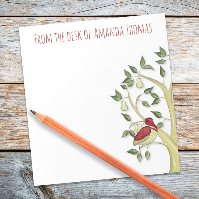 Bloco De Notas Natal de Pera de Partucho Elegante Simples (A partridge in a pear tree whimsical cute holiday notepad)