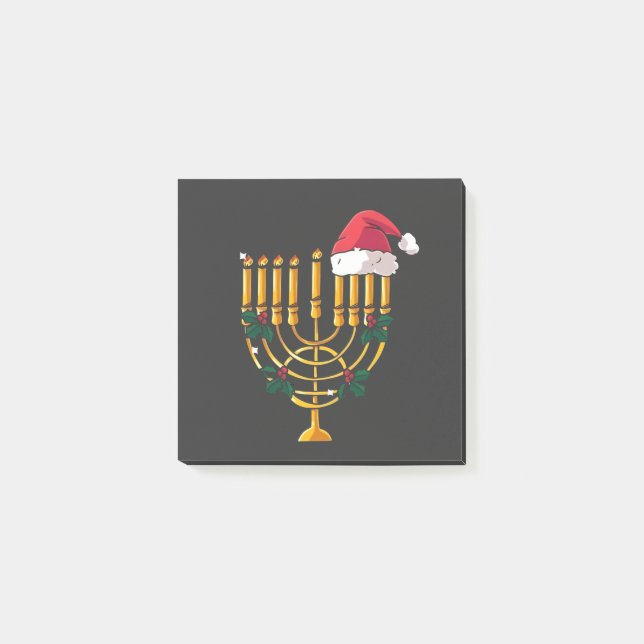 Bloco De Notas Natal Hanukkah Judaico Papai Noel Menorá (Frente)