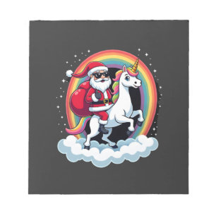 Bloco De Notas Natal Papai Noel Montando Unicórnio Natal Meninas 