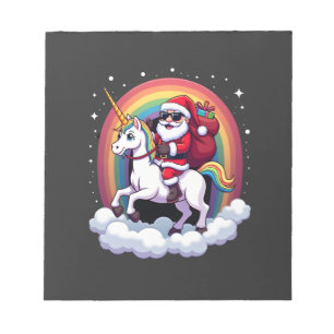 Bloco De Notas Natal Papai Noel Montando Unicórnio Natal Meninas 