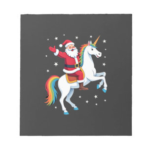 Bloco De Notas Natal Papai Noel Montando Unicórnio Natal Meninas