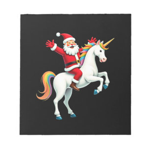 Bloco De Notas Natal Papai Noel Montando Unicórnio Xmas Garotas M