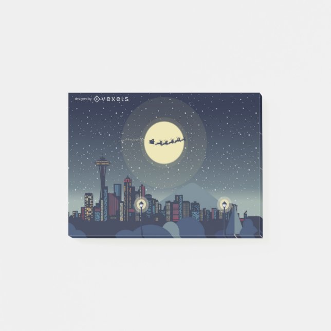 Bloco De Notas Natal Seattle Skyline (Frente)