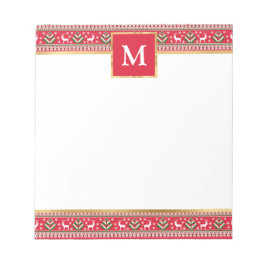 Bloco De Notas Natal Vermelho Personalizado Fair Isle