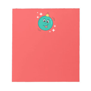 Bloco De Notas Natal Vermelho sorriso emoji azul