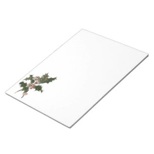 Bloco De Notas Natal vintage, planta verde do azevinho com bagas