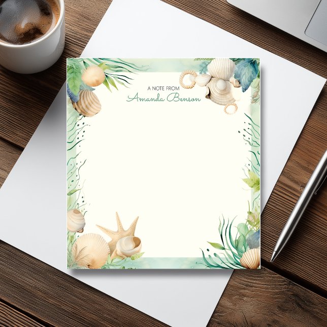 Bloco De Notas Natureza Marítima Tropical Marítima Náutica (Watercolor Nautical Tropical Maritime Nature Notepad)