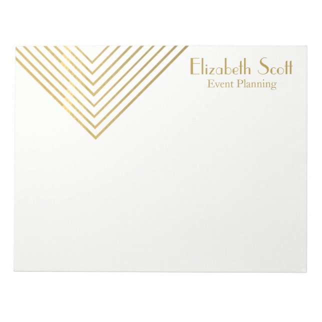 Bloco De Notas Negócios de Design Geométrico Dourado Personalizad (Frente)