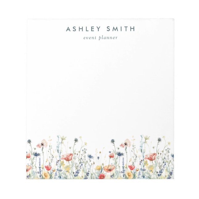 Bloco De Notas Negócios de flor selvagem vibrantes (Frente)