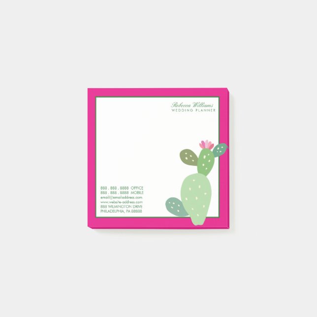 Bloco De Notas Negócios | Watercolor Cactus (Frente)