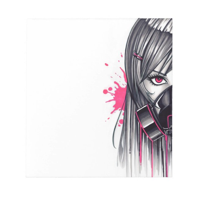 Bloco De Notas Neon Gas Mask Girl (Frente)