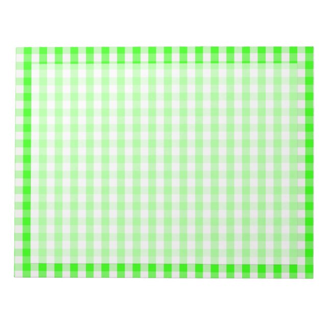 Bloco De Notas Neon Green Gingham Patterno de Shirley Taylor (Frente)