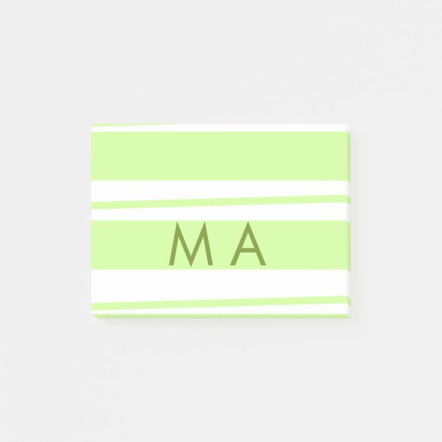 Bloco De Notas Neon green stripes monograma com letra grega (Frente)