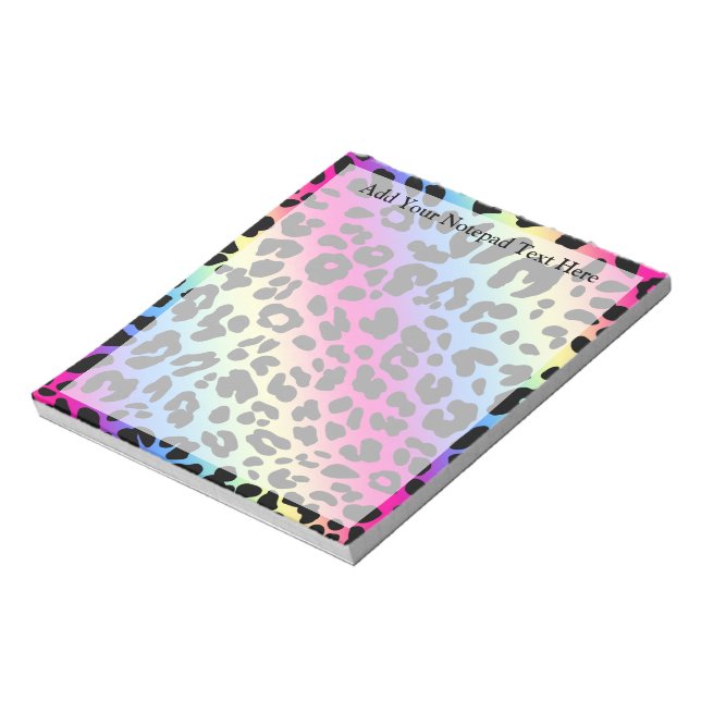 Bloco De Notas Neon Rainbow Leopard Pattern Impressão (Invertido)