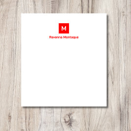 Bloco De Notas Neon Red Modern Chic Trendy Monogram Name 