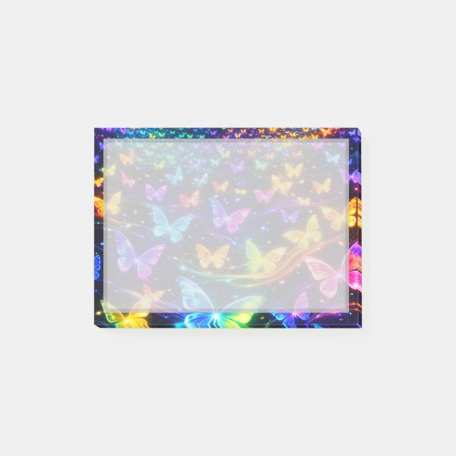 Bloco De Notas Neonfarbener Notizzettel mit Schmetterlingsmotiv (Frente)