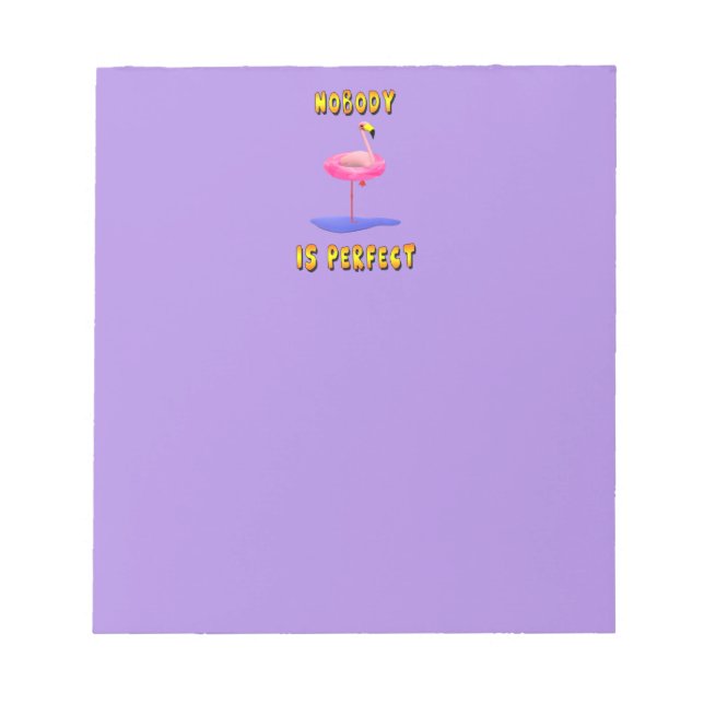 Bloco De Notas Ninguém é perfeito - flamingo com anel de natação (Frente)